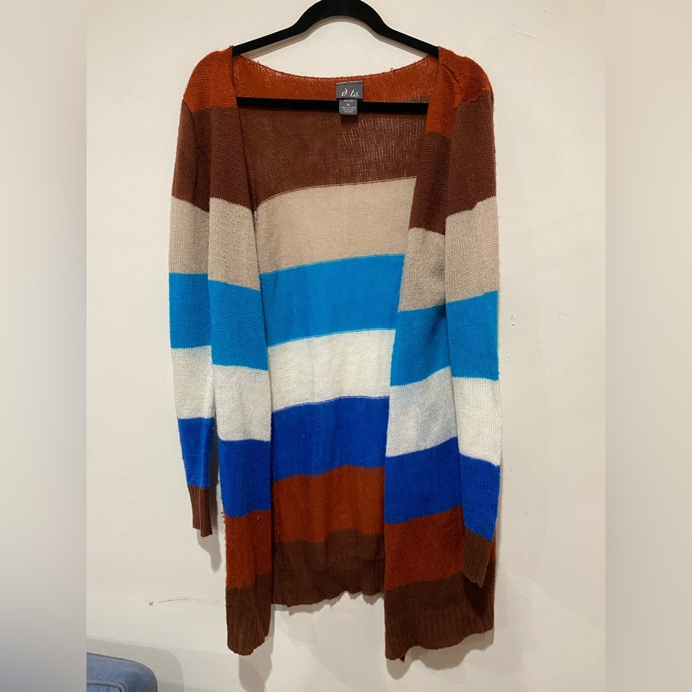 Dots Multicolored Long Open Cardigan